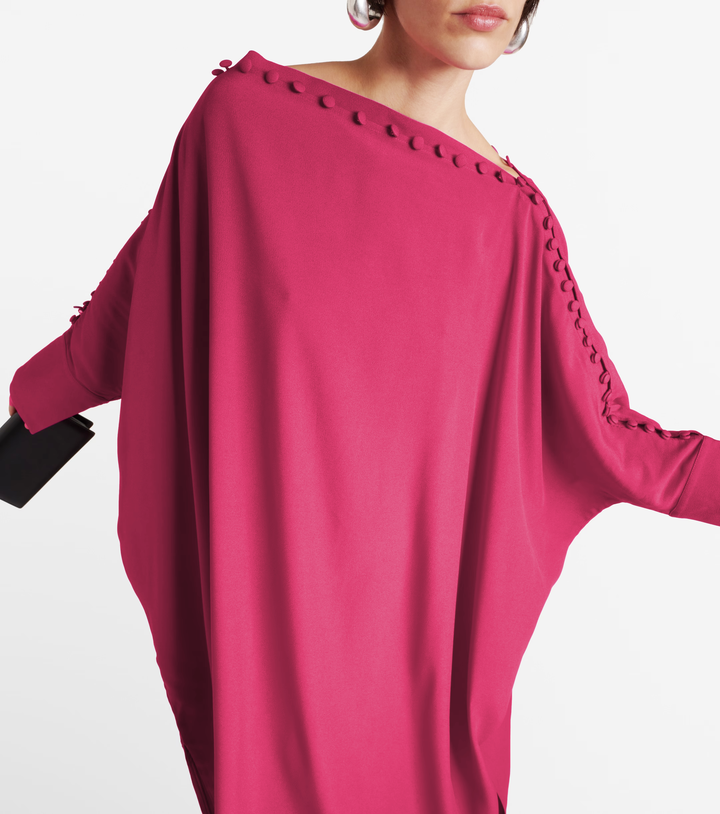 Women's Magenta Premium Fluid Crepe Kaftan - BlackBeads