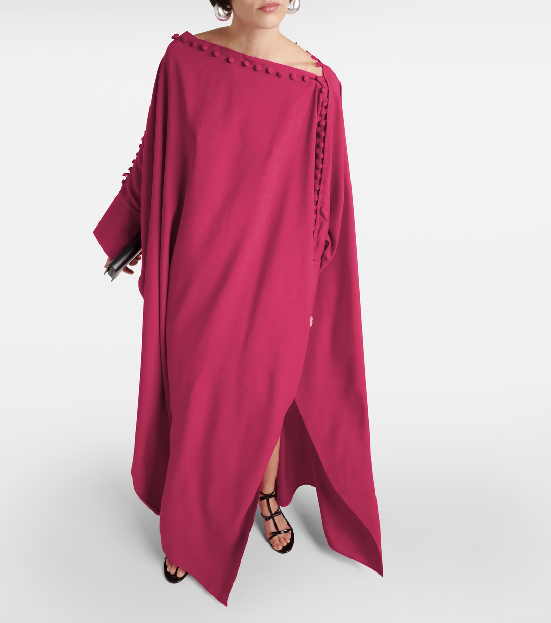 Women's Magenta Premium Fluid Crepe Kaftan - BlackBeads