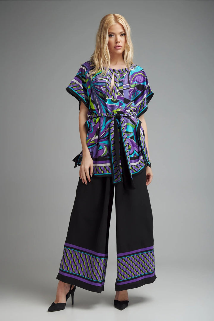 Women's Diamond Crepe Top + French Moss Pant Multi Color Co-Ord Set - BlackBeads