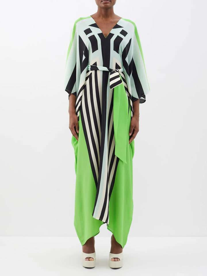 Abstract Silk Kaftan Dress by BlackBeads