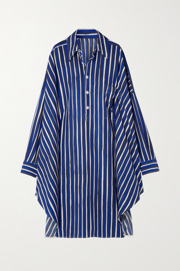 Blue Stripe Shirt Dress by BlackBeads