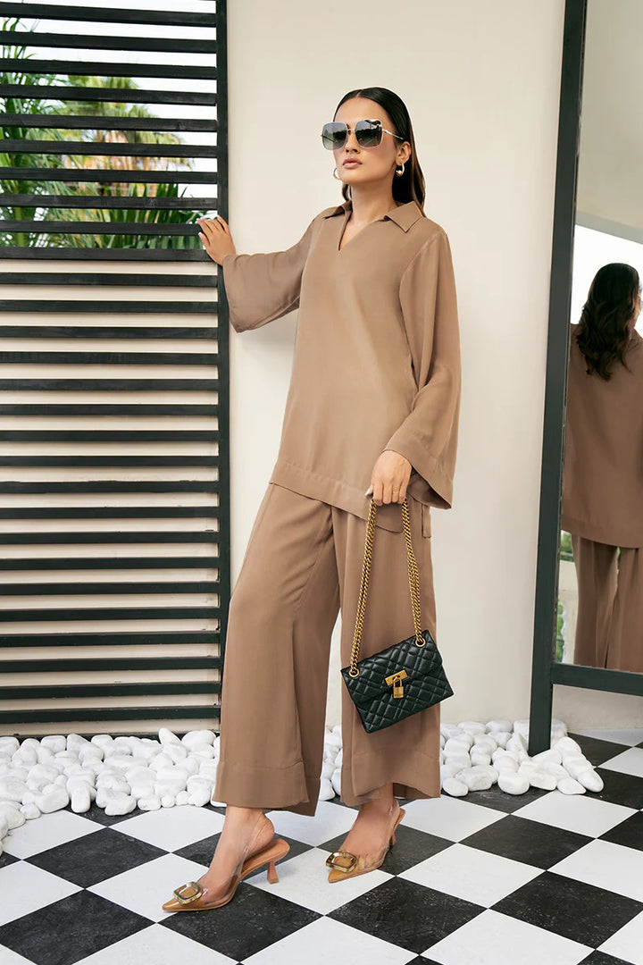 Women's Beige Korean BSY Co-Ord Set