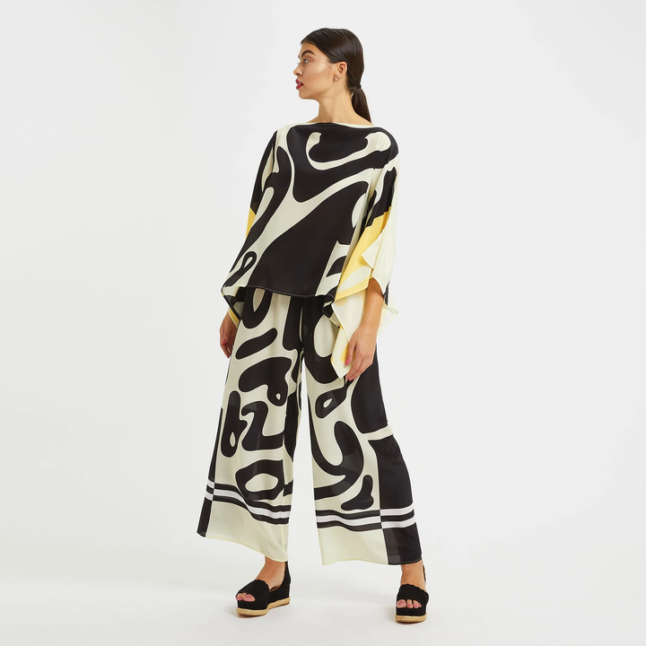 Women's  Silk Crepe Kaftans - Black beads