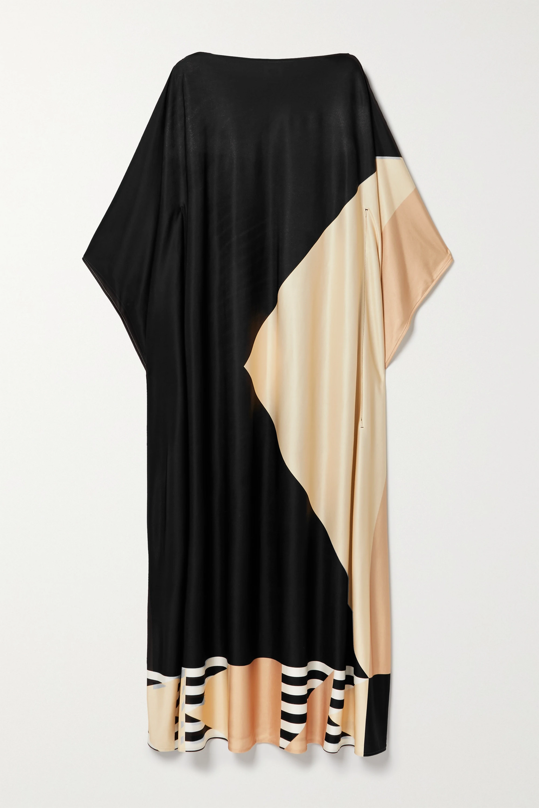 Women's Soft Satin Silk Kaftans - Black beads