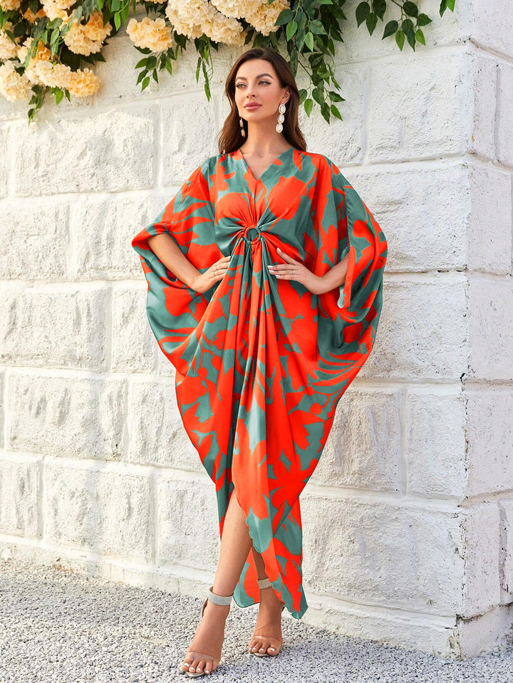 Women's Green Silk Kaftan - BlackBeads