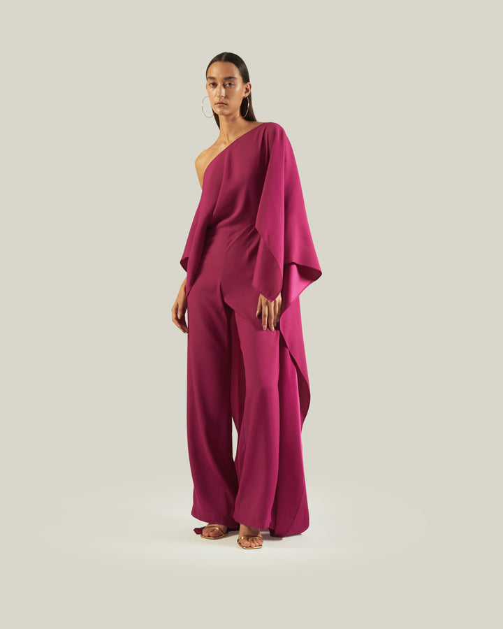 Women's Magenta Premium Fluid Crepe Jumpsuit