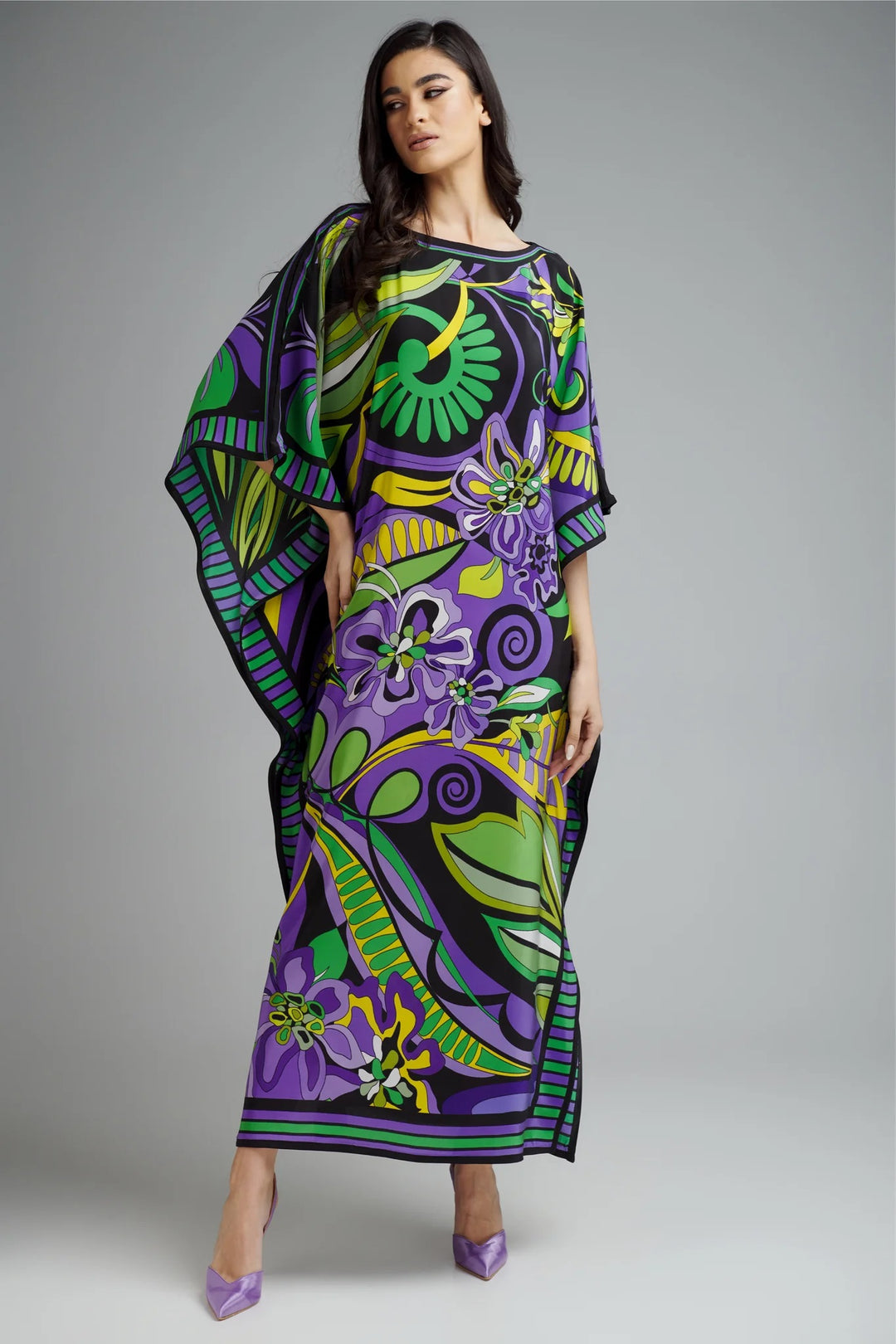 Women's Diamond Crepe Multi Color Kaftan - BlackBeads