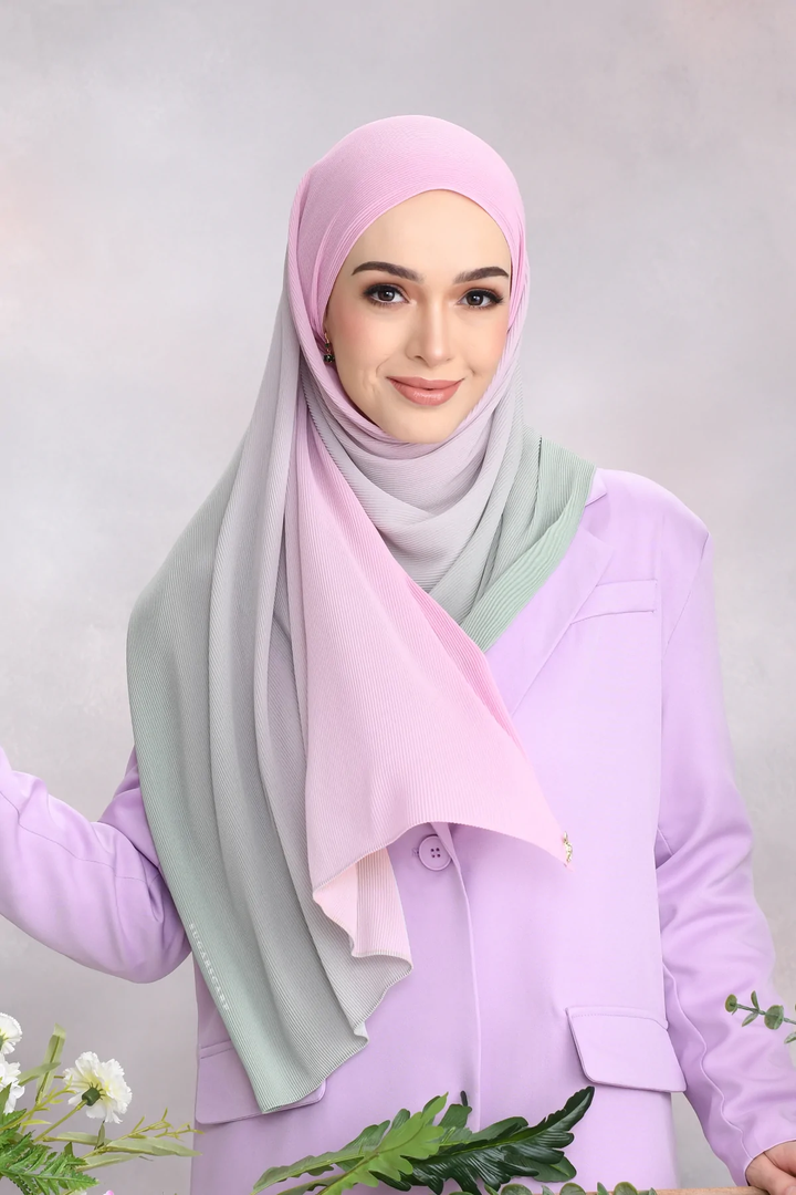 Women's Gray & pink Shaded Crush Chiffon Hijab