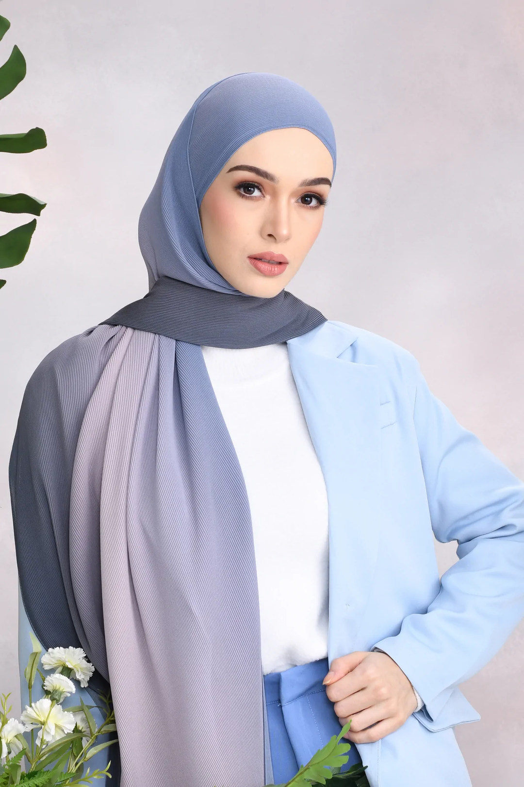 Women's Blue Shaded Crush Chiffon Hijab