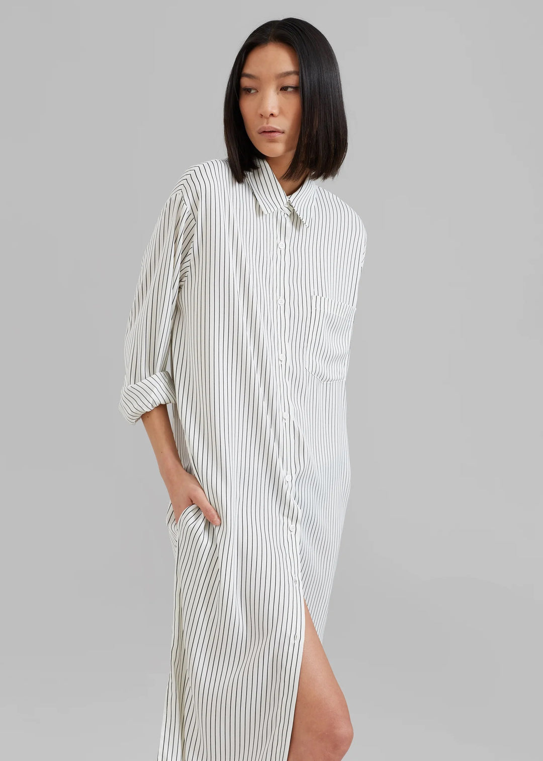 Stylish Striped Shirt Dress For Women By BlackBeads