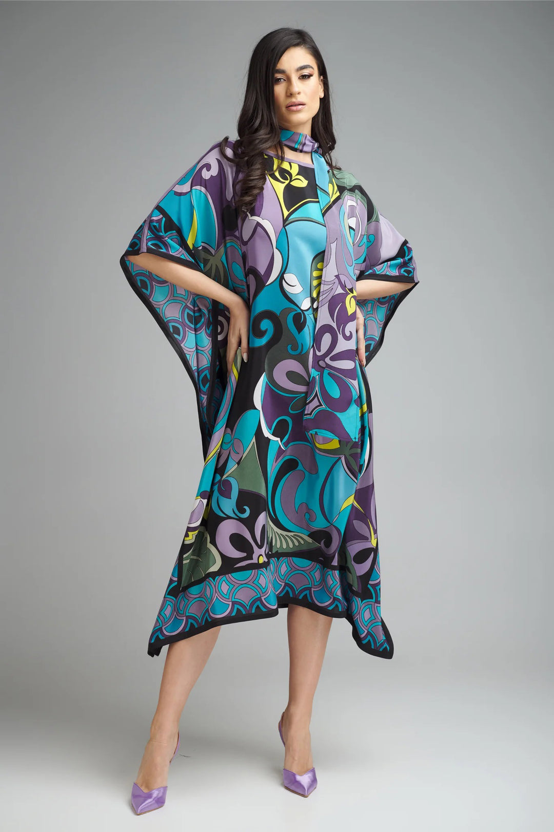 Women's Multi Color Crepe Kaftans - BlackBeads