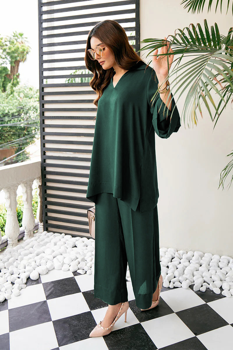 Women's Dark Green Korean BSY Co-Ord Set