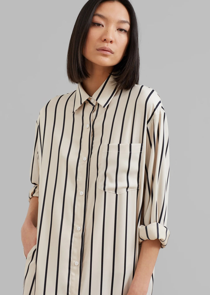 Shirt Dress Striped With Relaxed Fit By BlackBeads