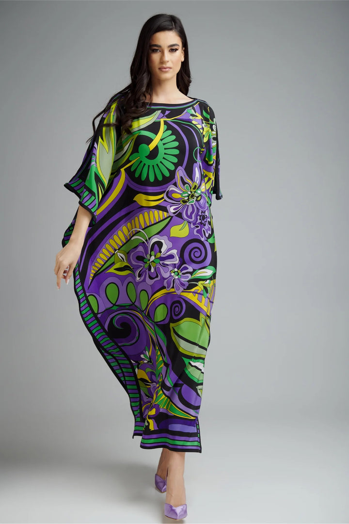 Women's Diamond Crepe Multi Color Kaftan - BlackBeads