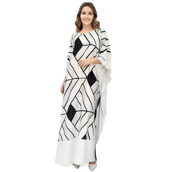 Women's White Satin Kaftans - BlackBeads