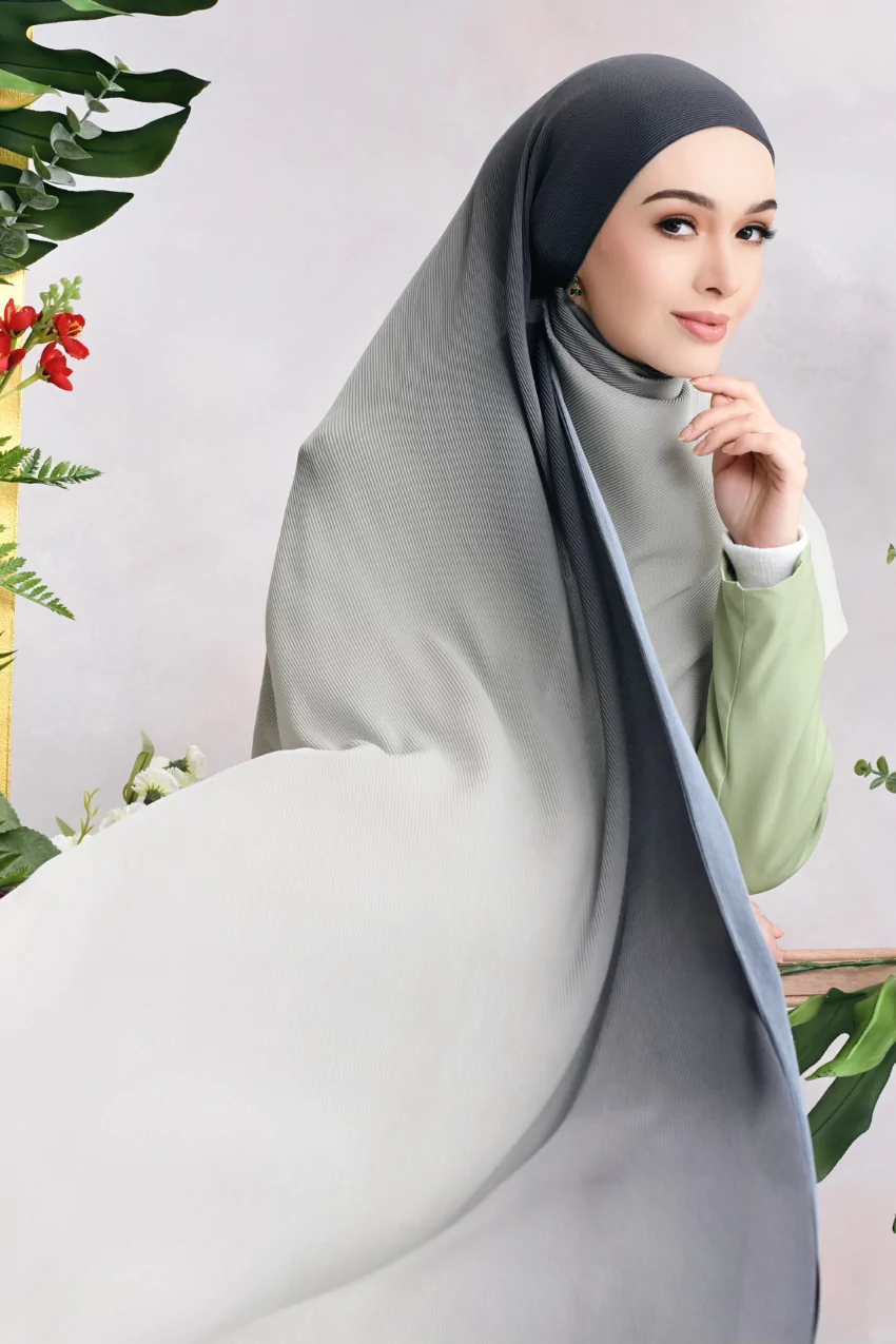 Women's Grey Shaded Crush Chiffon Hijab