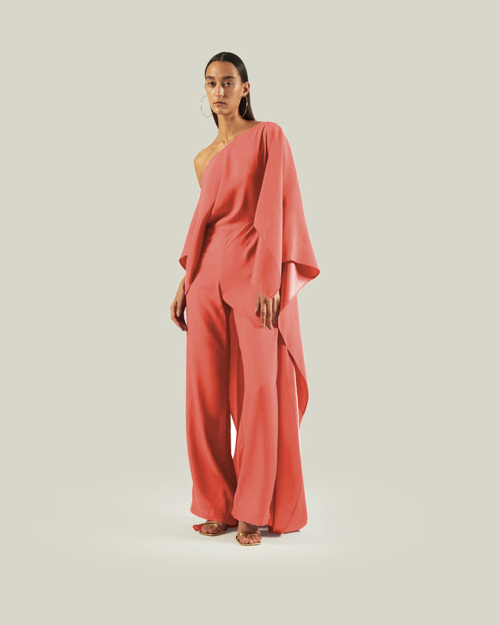 Women's Peach Premium Fluid Crepe Jumpsuit