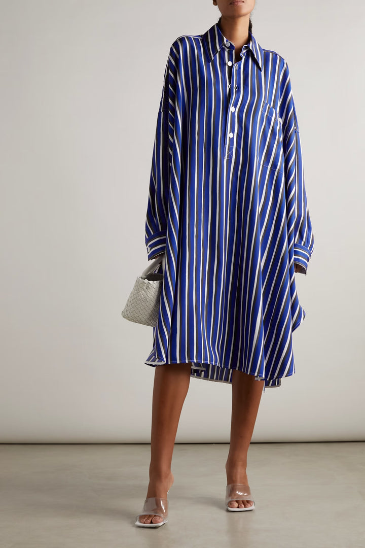 Blue Stripe Shirt Dress by BlackBeads