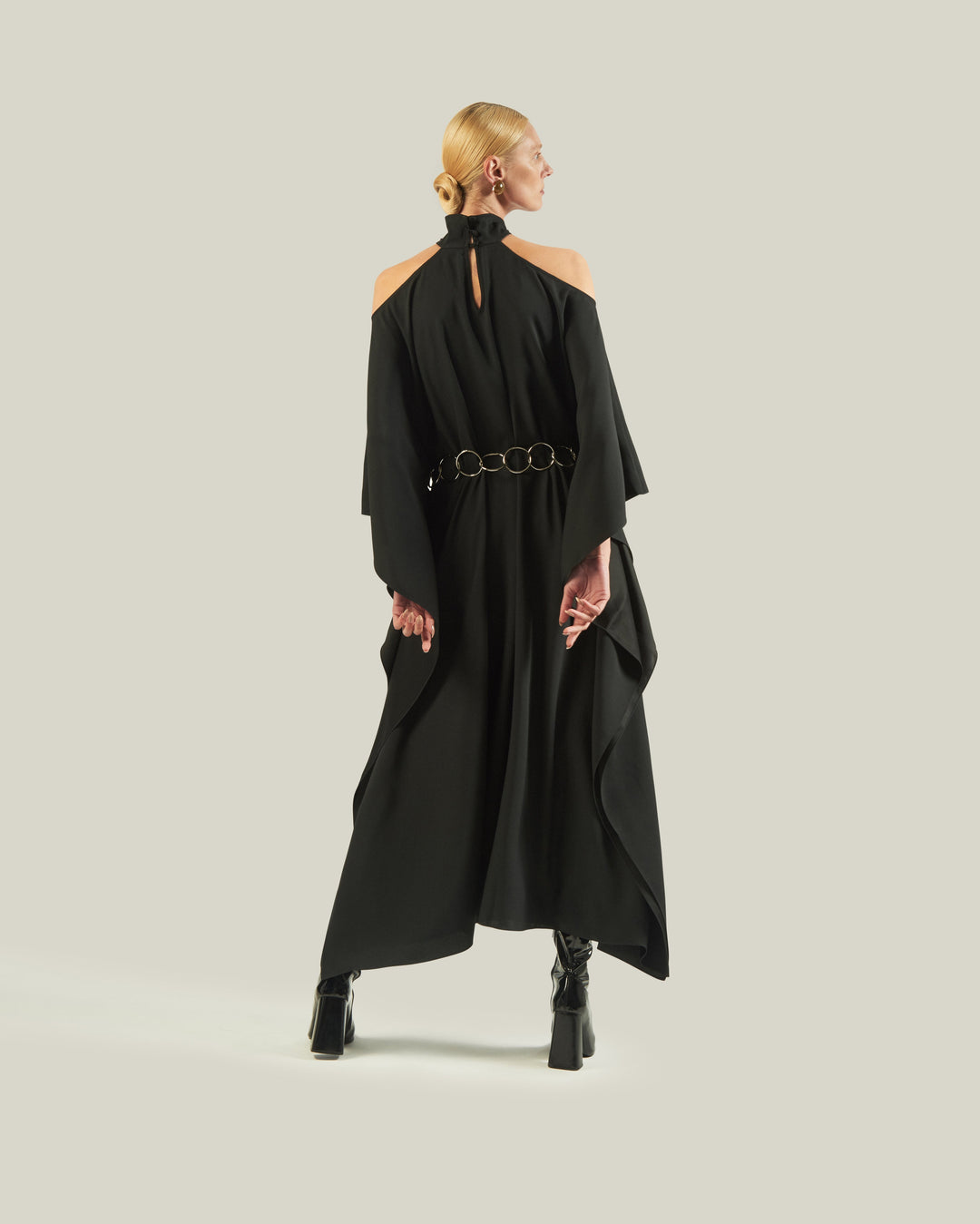 Women's Black Premium Fluid Crepe Kaftan