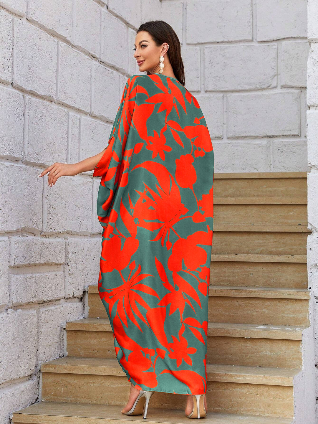 Women's Green Silk Kaftan - BlackBeads