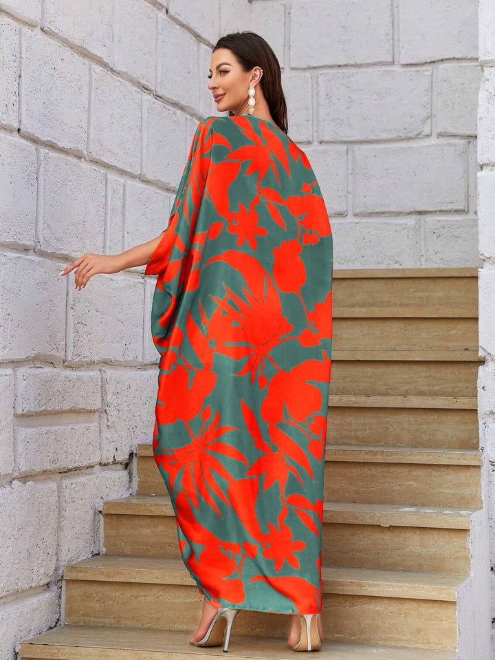 Women's Green Silk Kaftan - BlackBeads