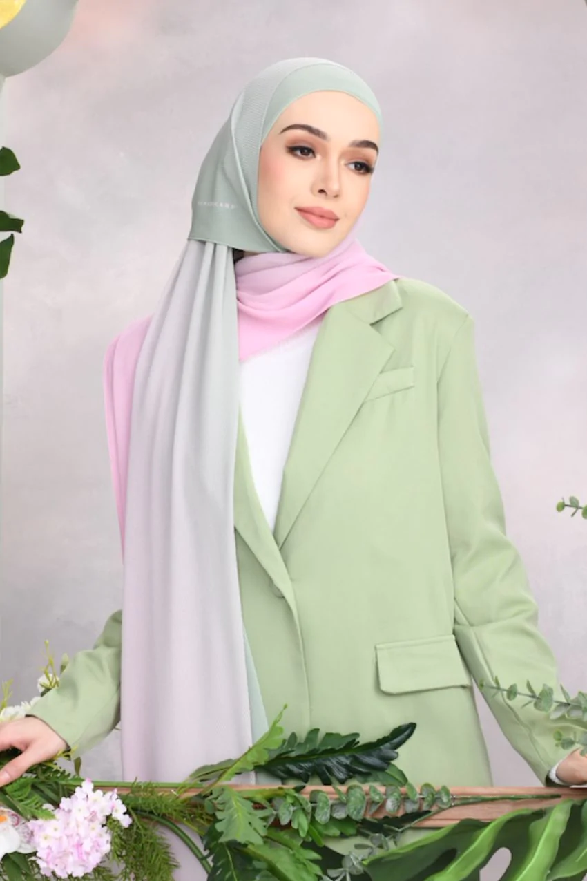 Women's Gray & pink Shaded Crush Chiffon Hijab