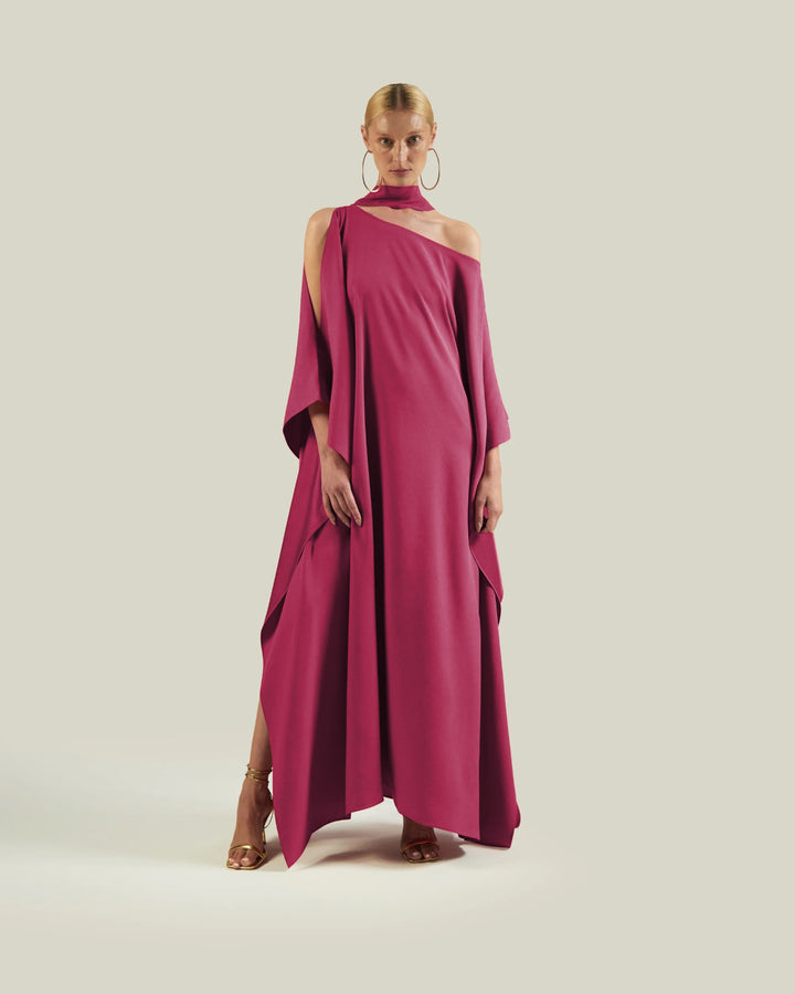 Women's Magenta Premium Fluid Crepe Kaftan