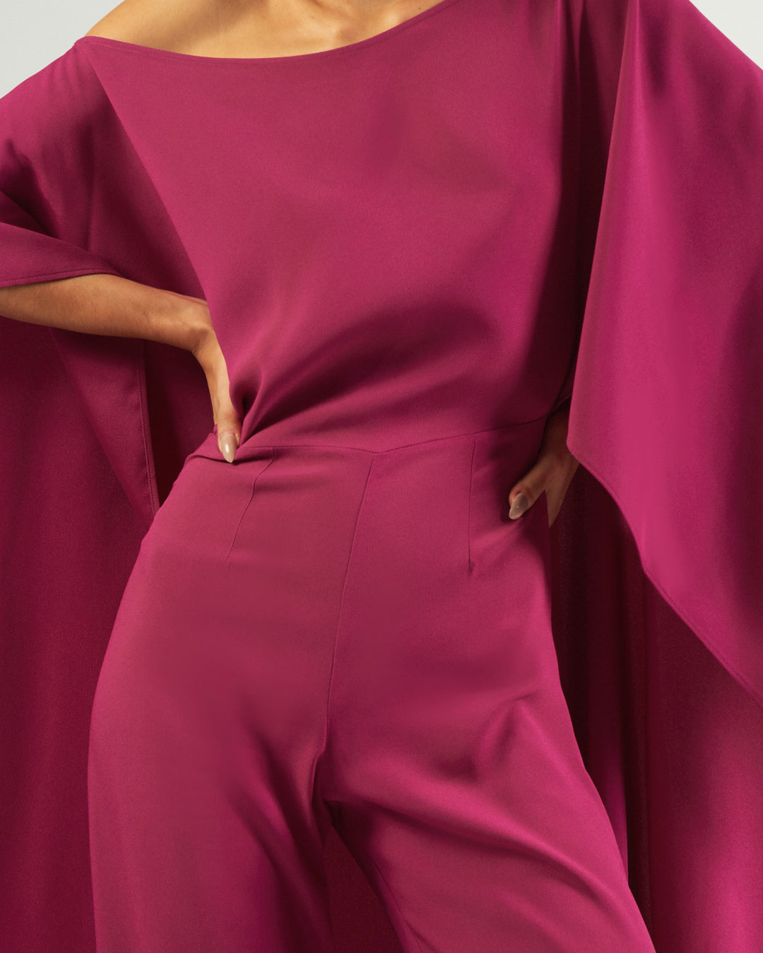 Women's Magenta Premium Fluid Crepe Jumpsuit