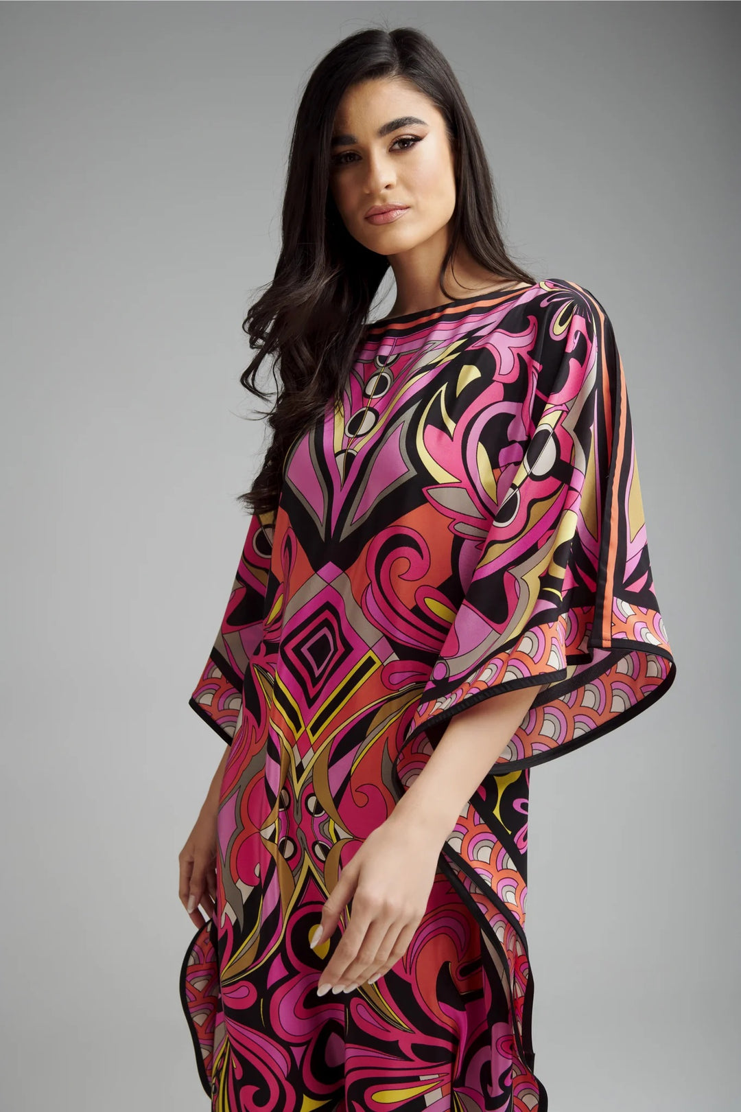 Women's Diamond Crepe Multi Color Kaftan - BlackBeads