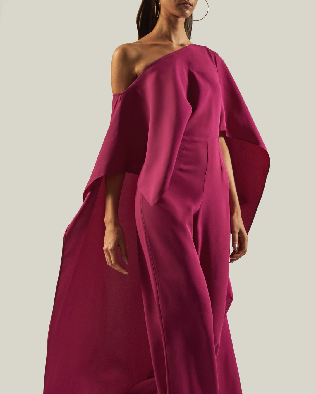 Women's Magenta Premium Fluid Crepe Jumpsuit