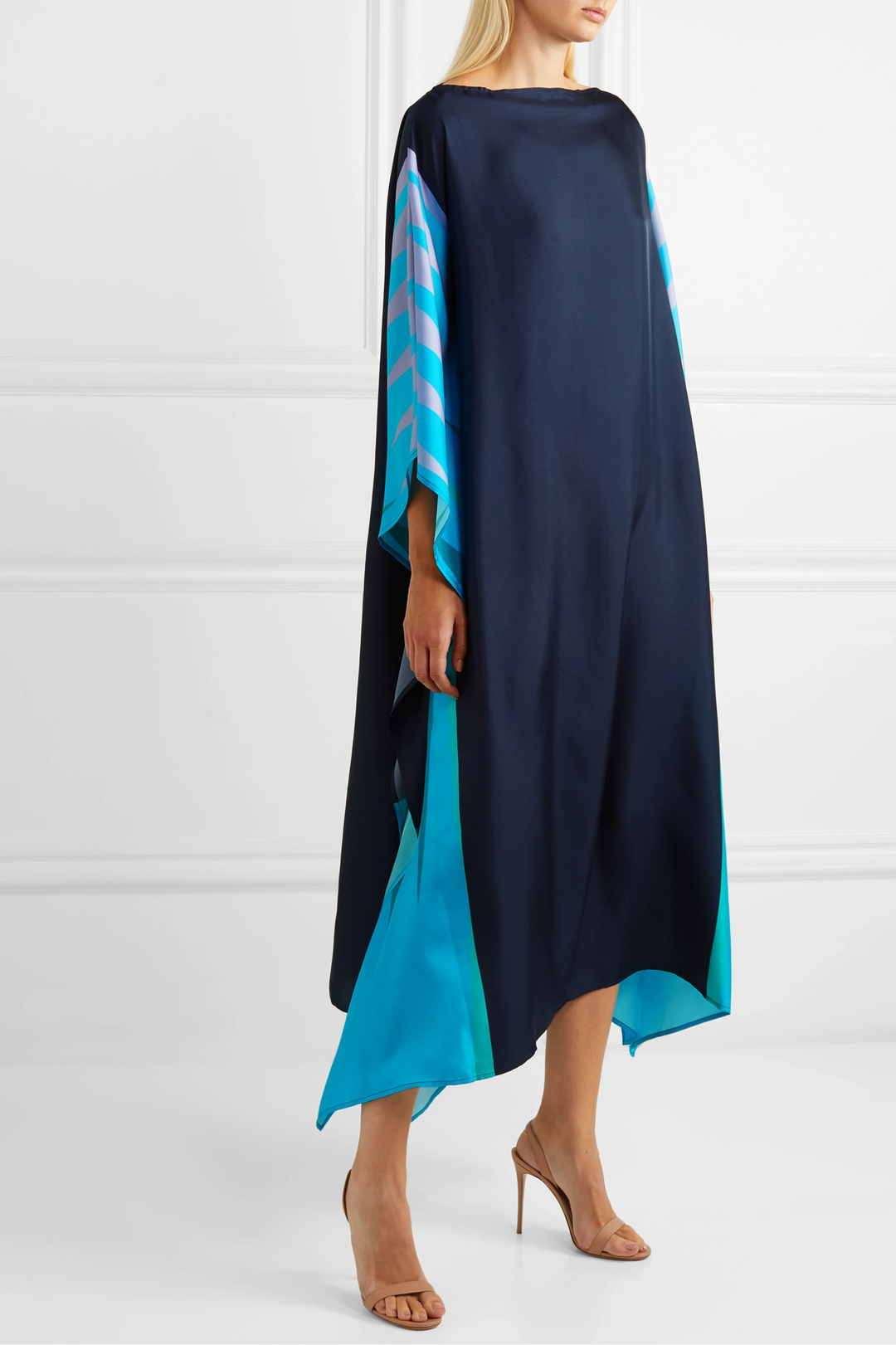 Women's Soft Silk Crepe Kaftans - Black beads