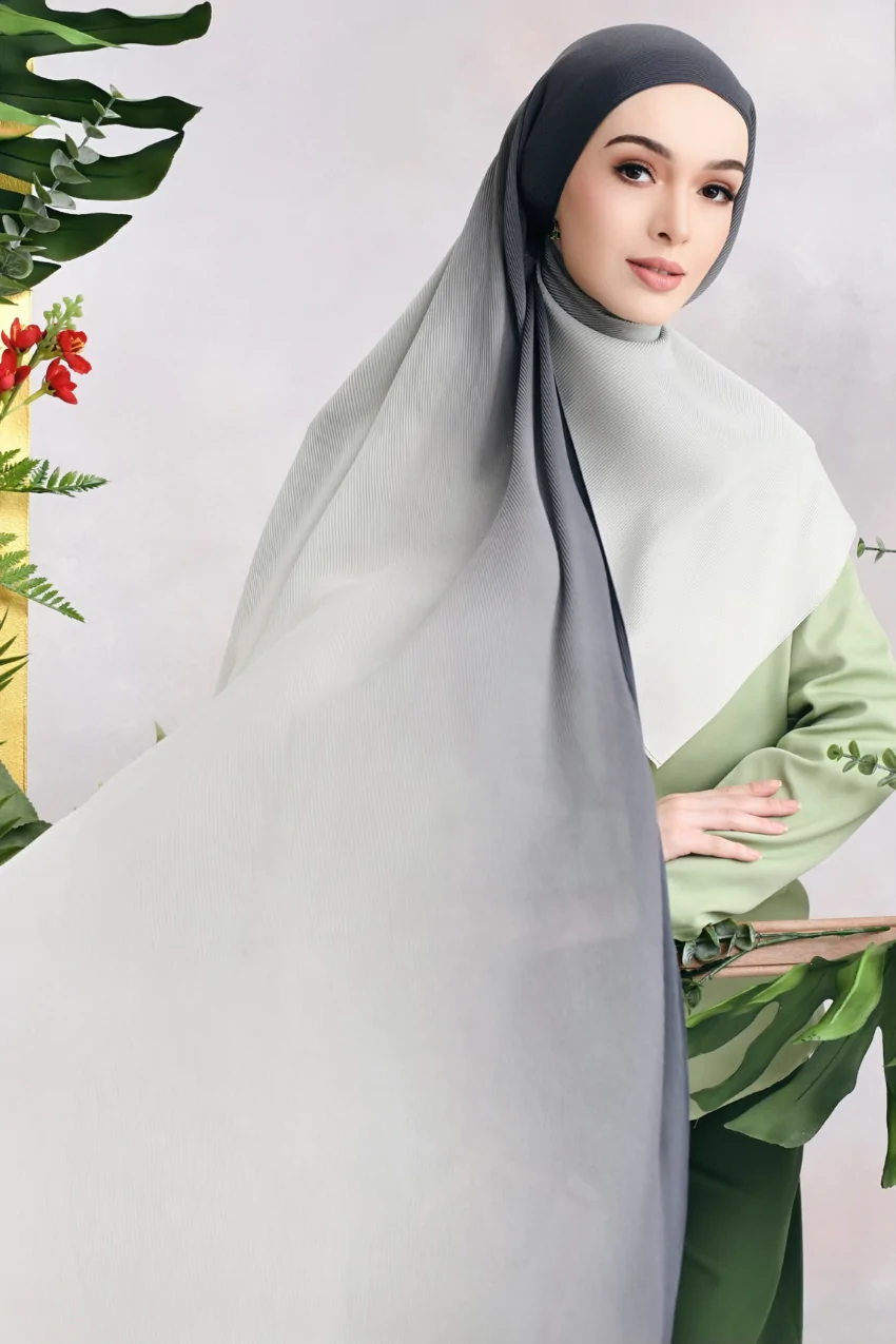 Women's Grey Shaded Crush Chiffon Hijab