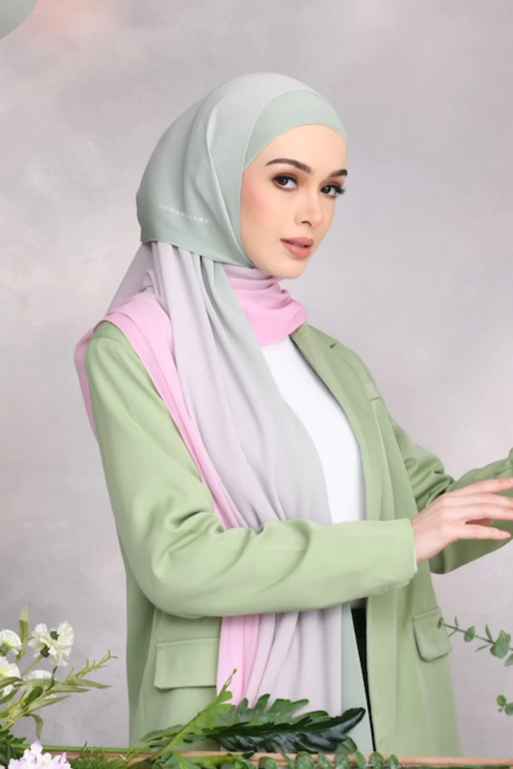 Women's Gray & pink Shaded Crush Chiffon Hijab