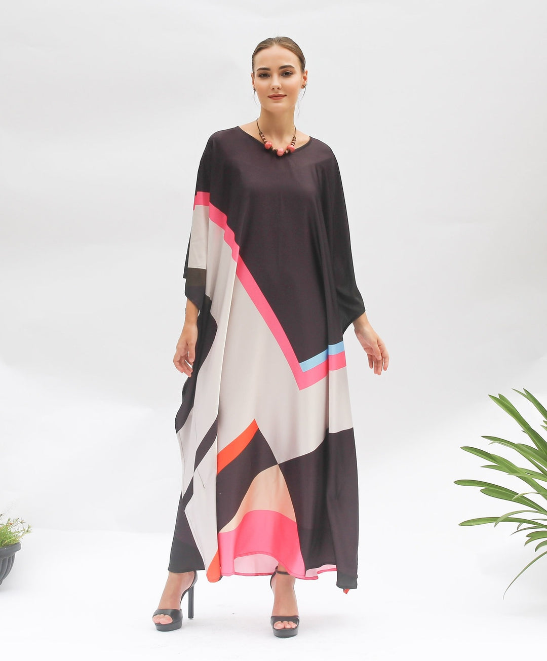 Women's Satin Silk Kaftans - BlackBeads