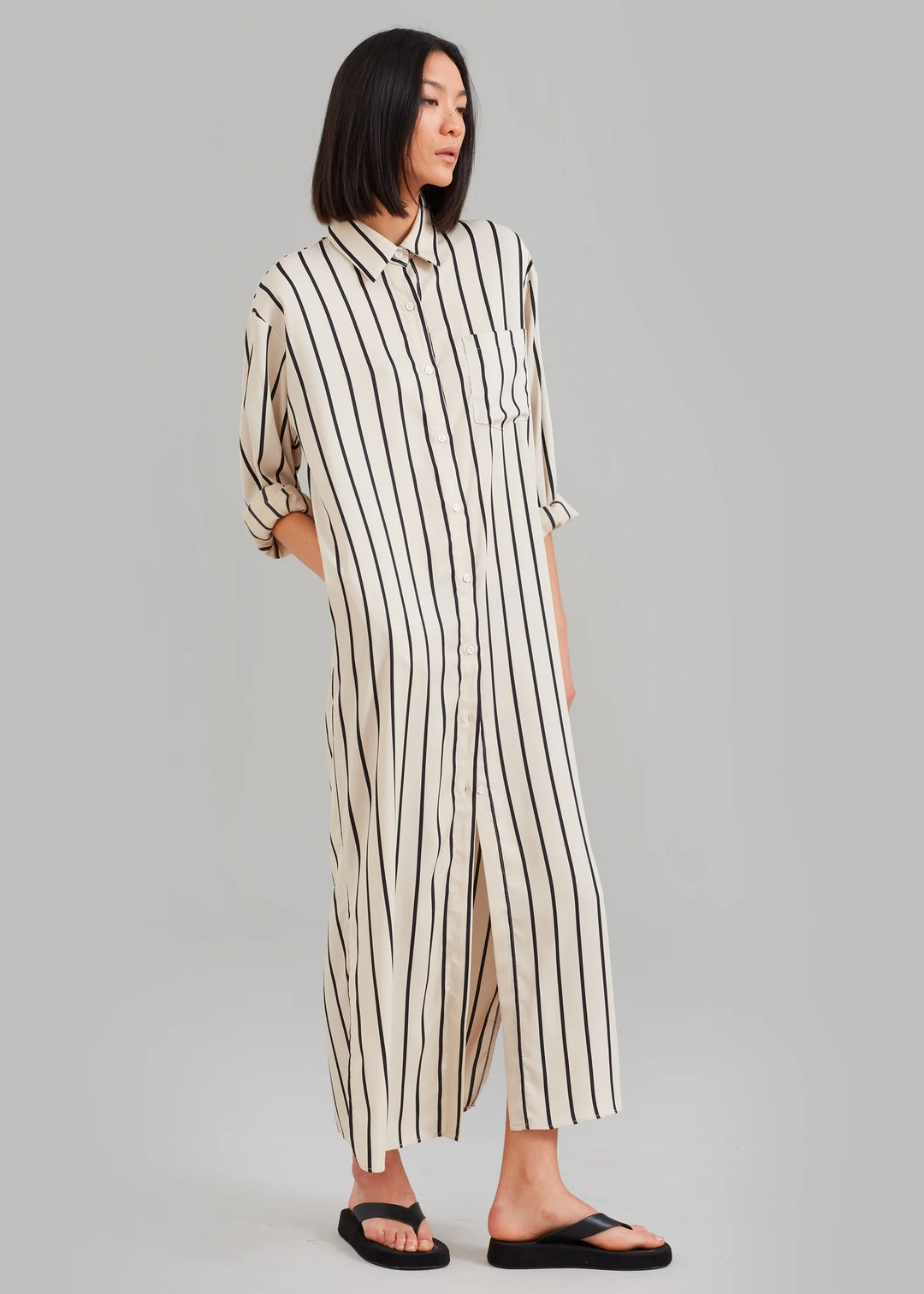 Shirt Dress Striped With Relaxed Fit By BlackBeads