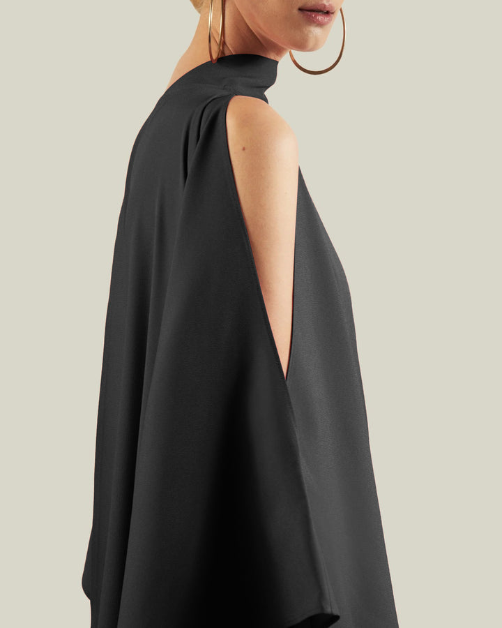 Women's Black Premium Fluid Crepe Kaftan