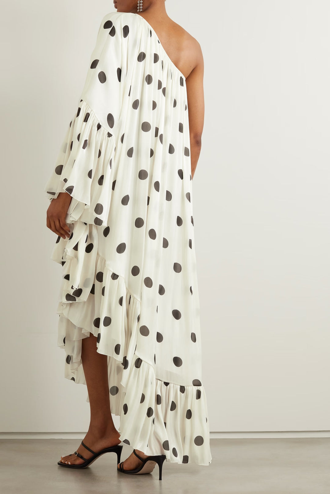 Polka Dot Off-shoulder Ruffled Long Dress By BlackBeads