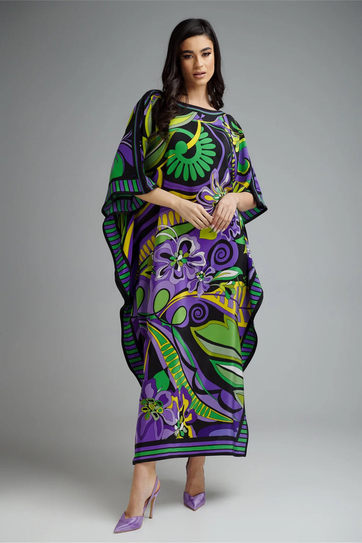 Women's Diamond Crepe Multi Color Kaftan - BlackBeads