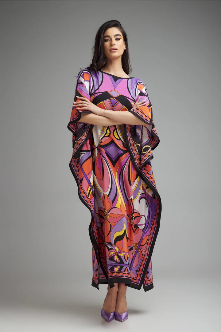 Women's Diamond Crepe Multi Color Kaftan - BlackBeads