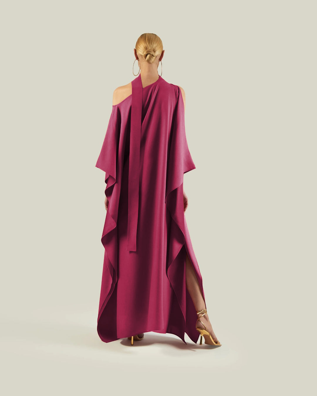 Women's Magenta Premium Fluid Crepe Kaftan