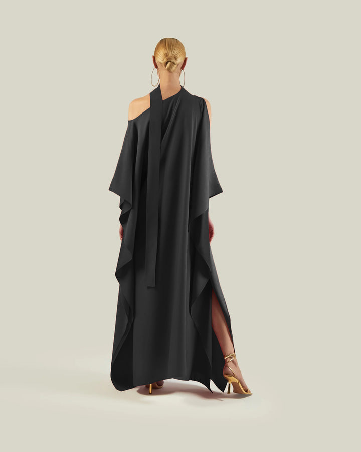 Women's Black Premium Fluid Crepe Kaftan