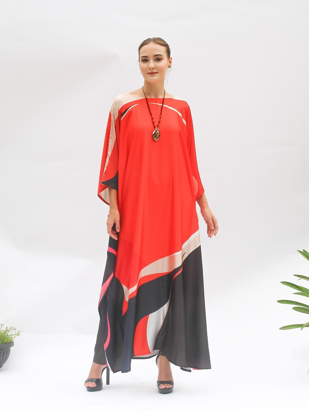 Women's Satin Silk Kaftans - BlackBeads