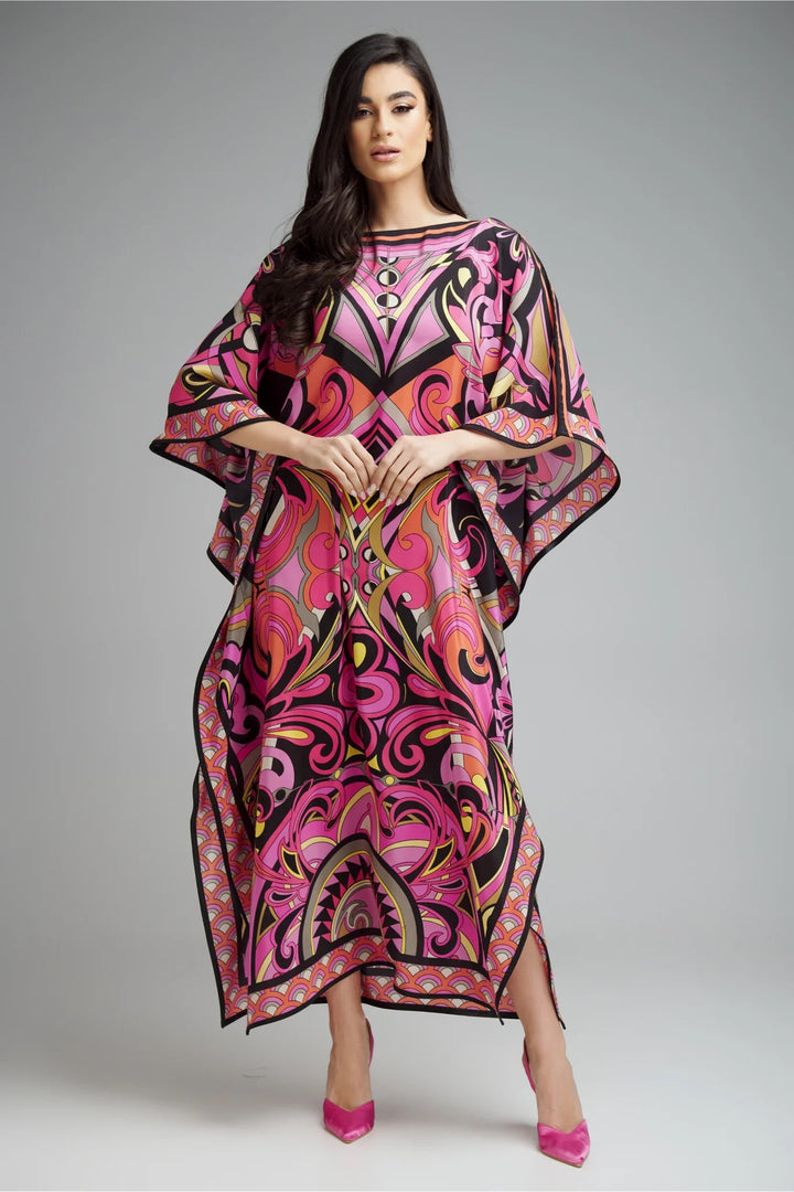 Women's Diamond Crepe Multi Color Kaftan - BlackBeads