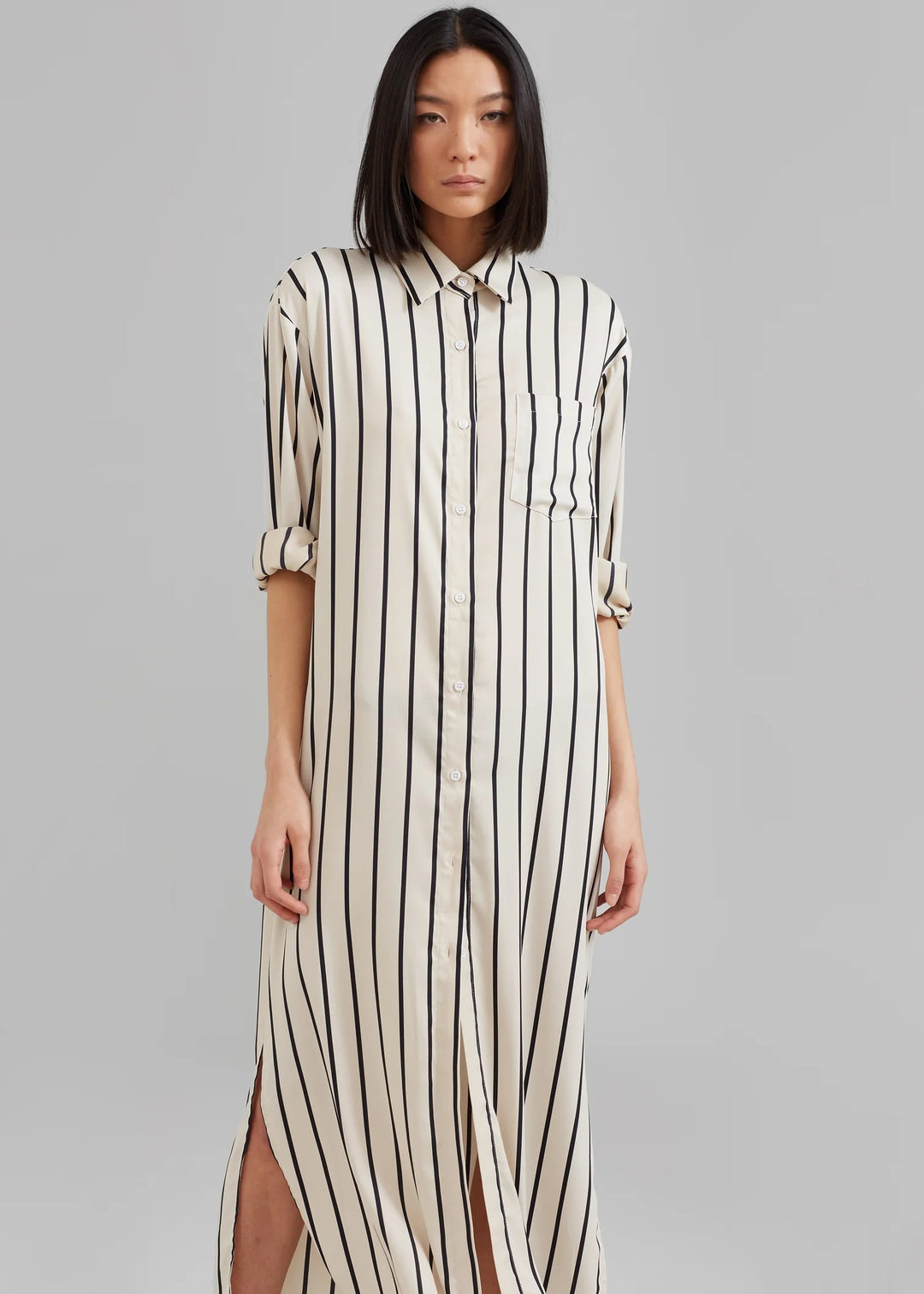 Shirt Dress Striped With Relaxed Fit By BlackBeads