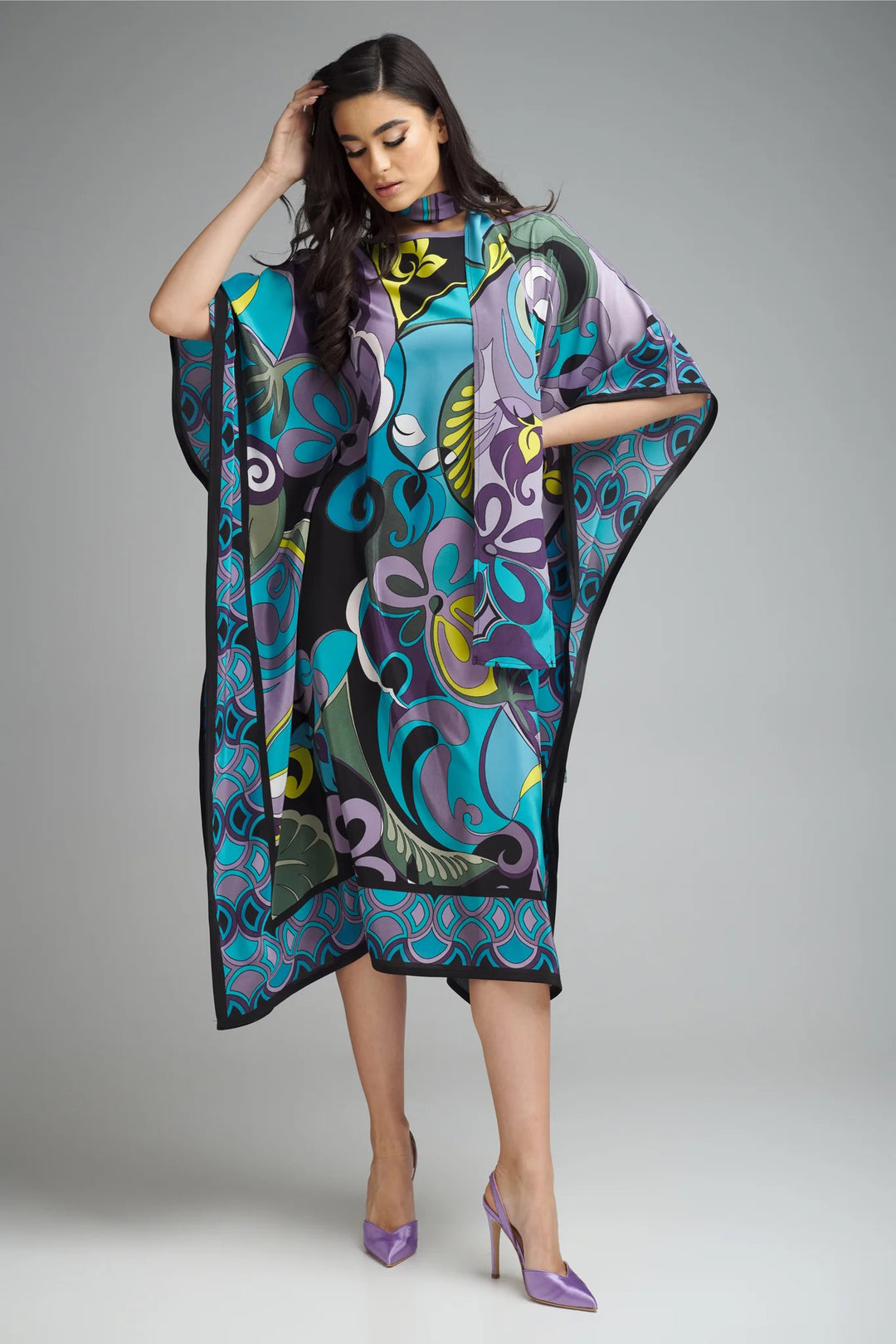 Women's Multi Color Crepe Kaftans - BlackBeads