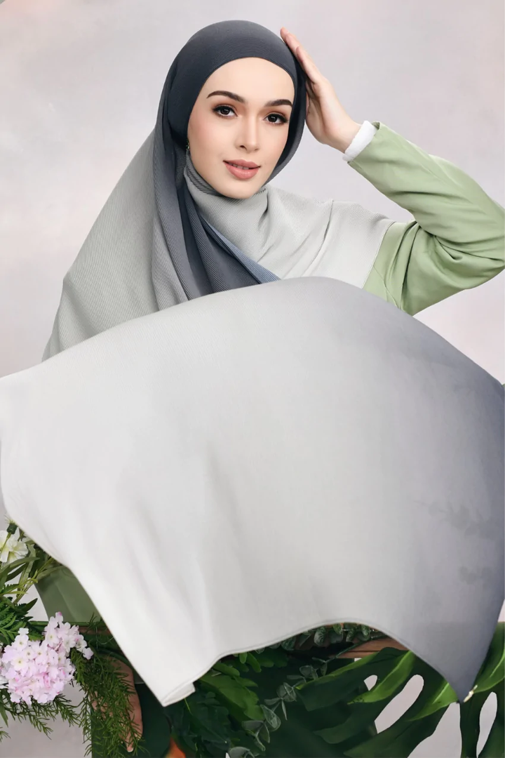 Women's Grey Shaded Crush Chiffon Hijab