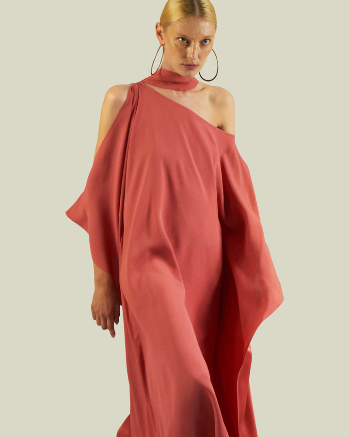 Women's Peach Premium Fluid Crepe Kaftan