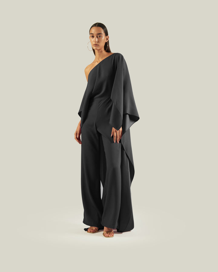 Women's Black Premium Fluid Crepe Jumpsuit