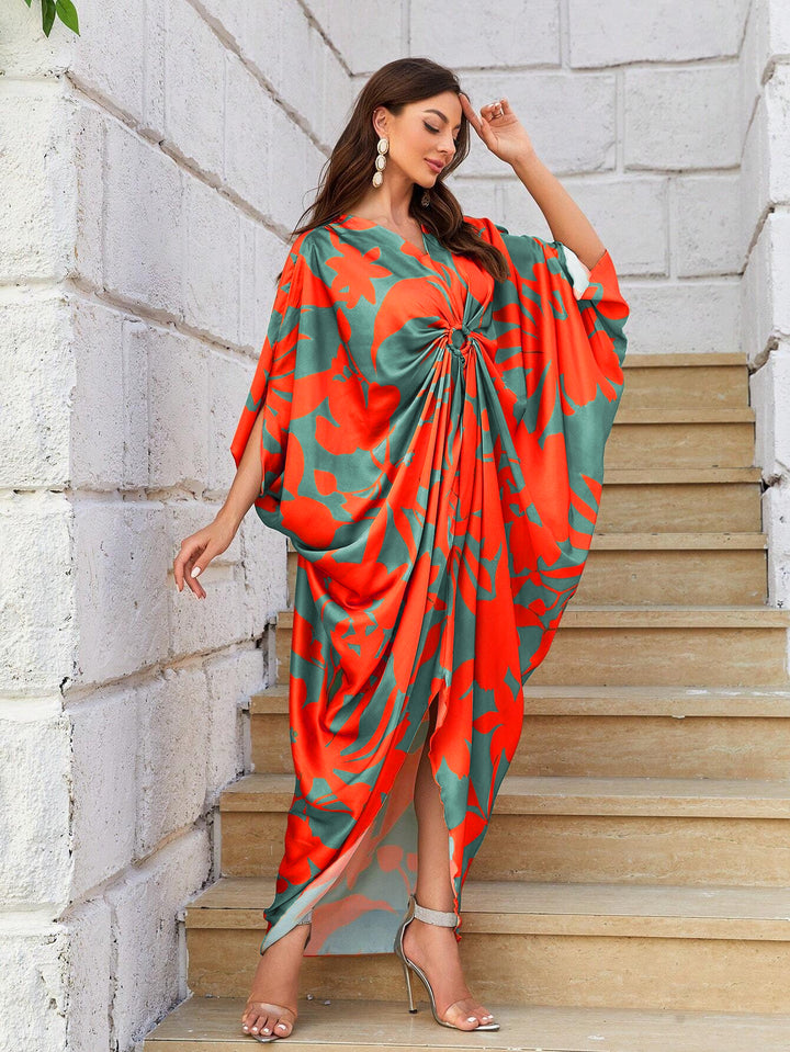 Women's Green Silk Kaftan - BlackBeads