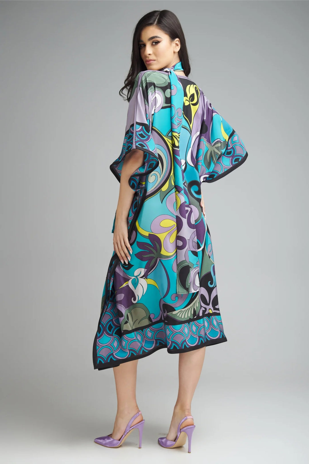 Women's Multi Color Crepe Kaftans - BlackBeads